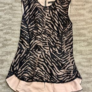 BCBGMMAXAZRIA Black Velvet Animal Print with Beige lining Sleeveless Peplum Top
